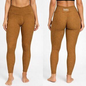 Booty By Brabants Textured Scrunch Leggings OS Camel Brown